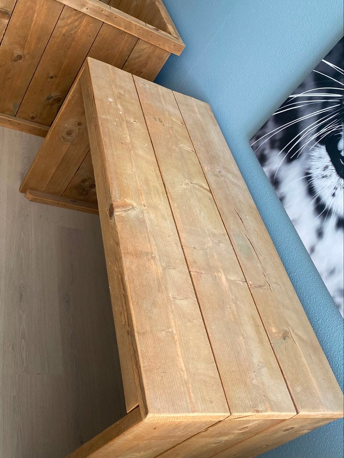 Robuuste houten tafel van stijgerhout, Huis en Inrichting, Ophalen, Gebruikt, 100 tot 150 cm, Tot twee personen