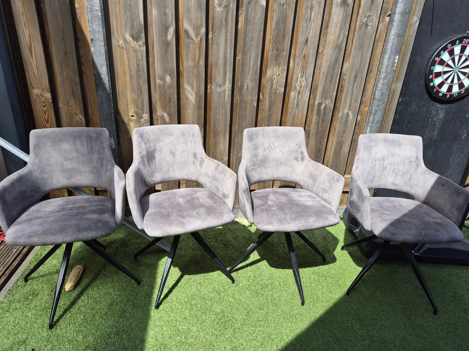 4 draaibare 360 graden draaistoelen lichtgrijs, Huis en Inrichting, Stoelen, Ophalen, Grijs