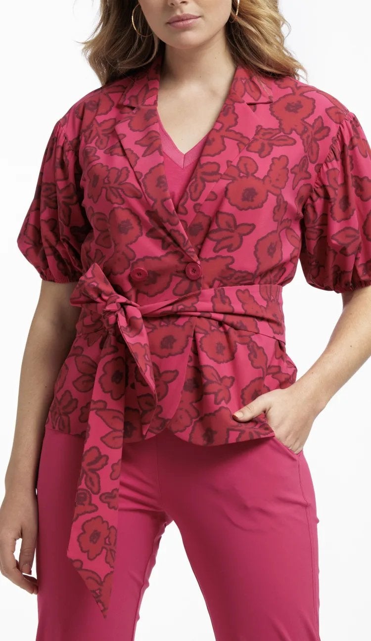 Studio anneloes elise flower blazer blouse XL red/fuchsia, Maat 46/48 (XL) of groter, Ophalen of Verzenden, Zo goed als nieuw