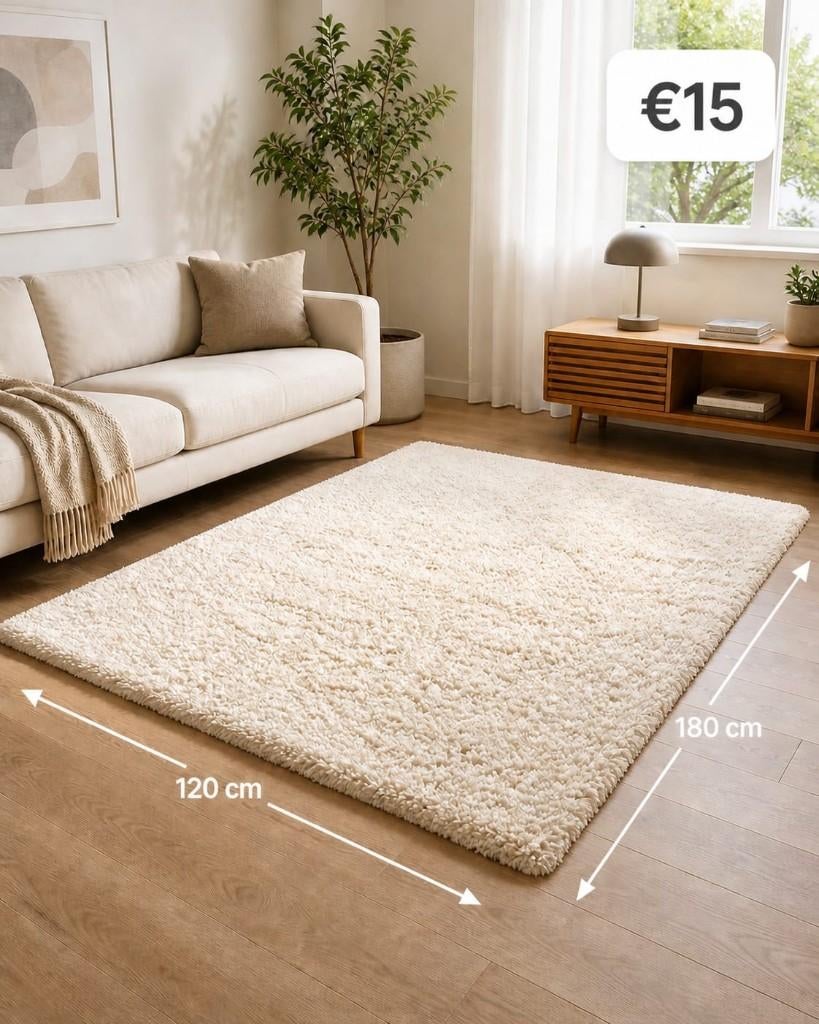 2x IKEA ÄRENDE rug 120x180 cm ecru, Wit, 200 cm of meer, Zo goed als nieuw, Rechthoekig