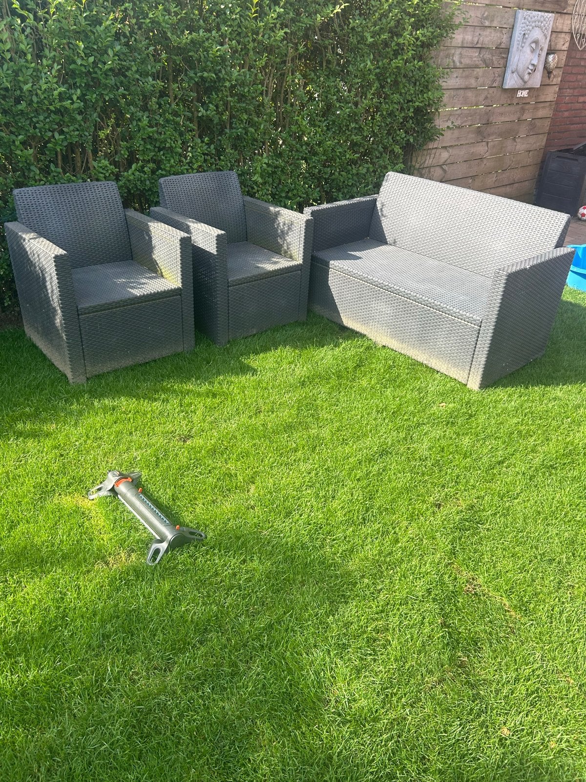 Wicker Loungeset - 2 Stoelen en 1 Bank, Tuin en Terras, Tuinsets en Loungesets, 4 zitplaatsen, Gebruikt, Ophalen of Verzenden