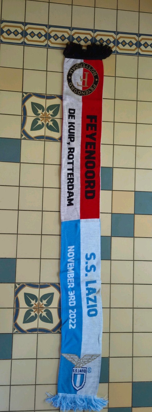 Feyenoord - Lazio sjaal, Ophalen of Verzenden, Zo goed als nieuw, Feyenoord, Vaantje of Sjaal