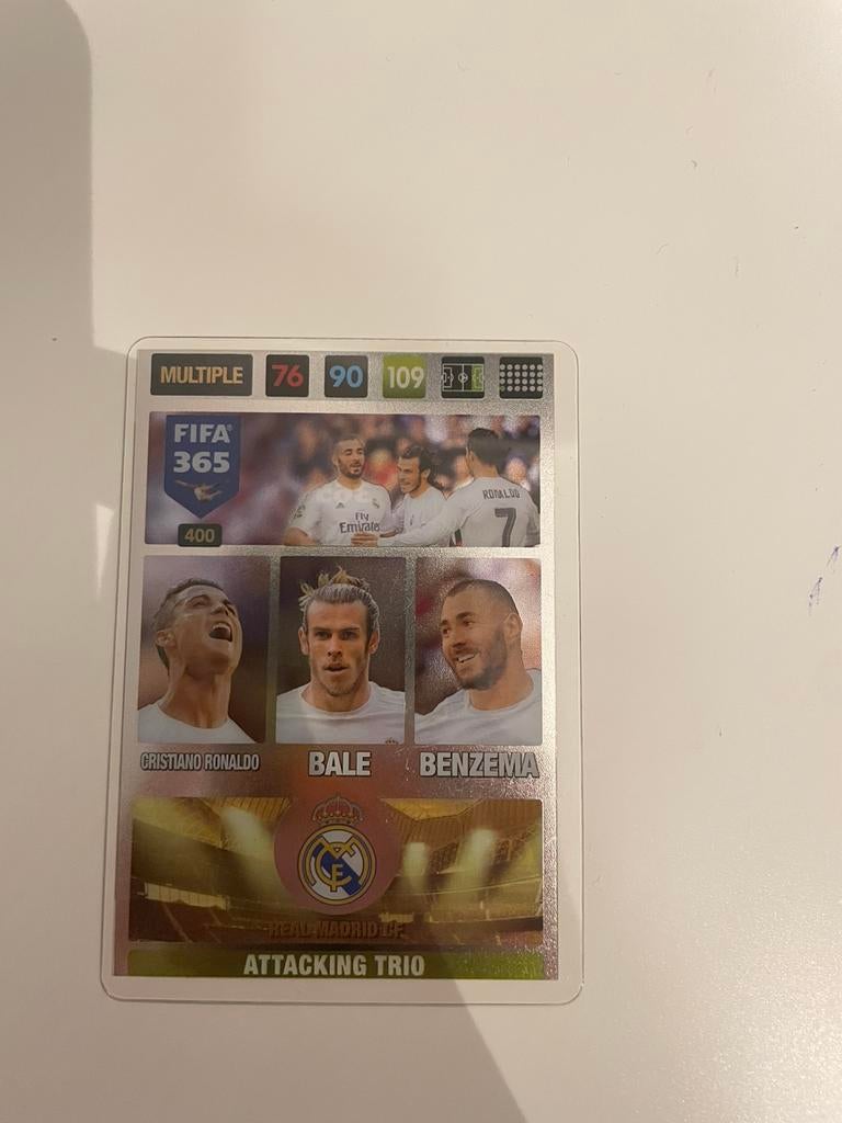 Cristiano Ronaldo, Bale, Benzema attacking trio panini 2017, Ophalen of Verzenden, Zo goed als nieuw, Plaatje