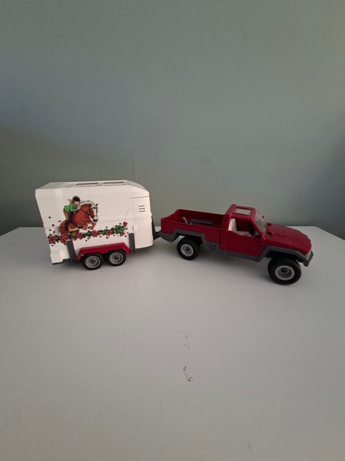 Schleich pick-up truck met paardentrailer, Ophalen of Verzenden, Gebruikt