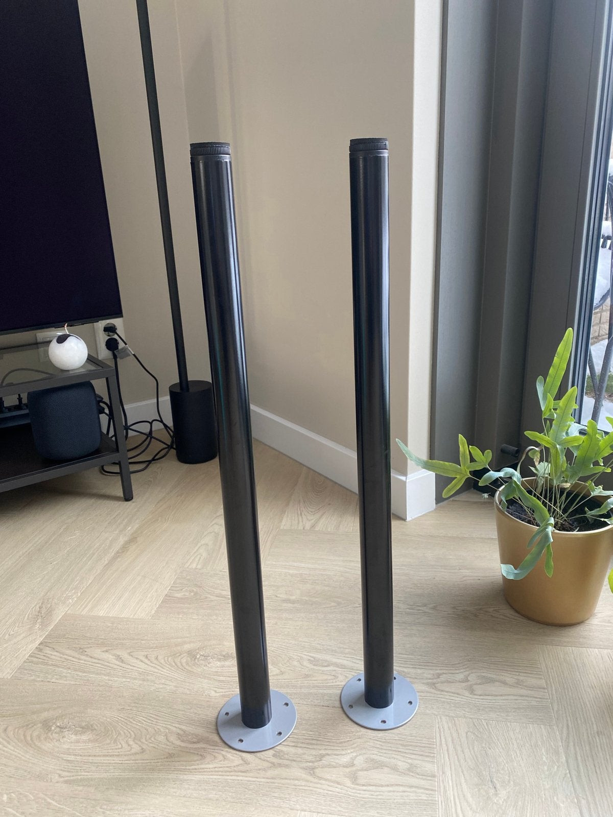 Set van 2 zwarte metalen tafelpoten Ikea bureau, Ophalen, Gebruikt, Zwart, Metaal