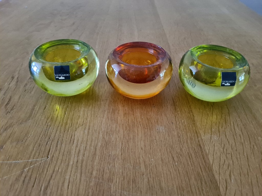 Leonardo waxinelichthouders (3 st.) - gekleurd geslepen glas, Meerkleurig, Overige merken, Waxinelichthouder, Nieuw