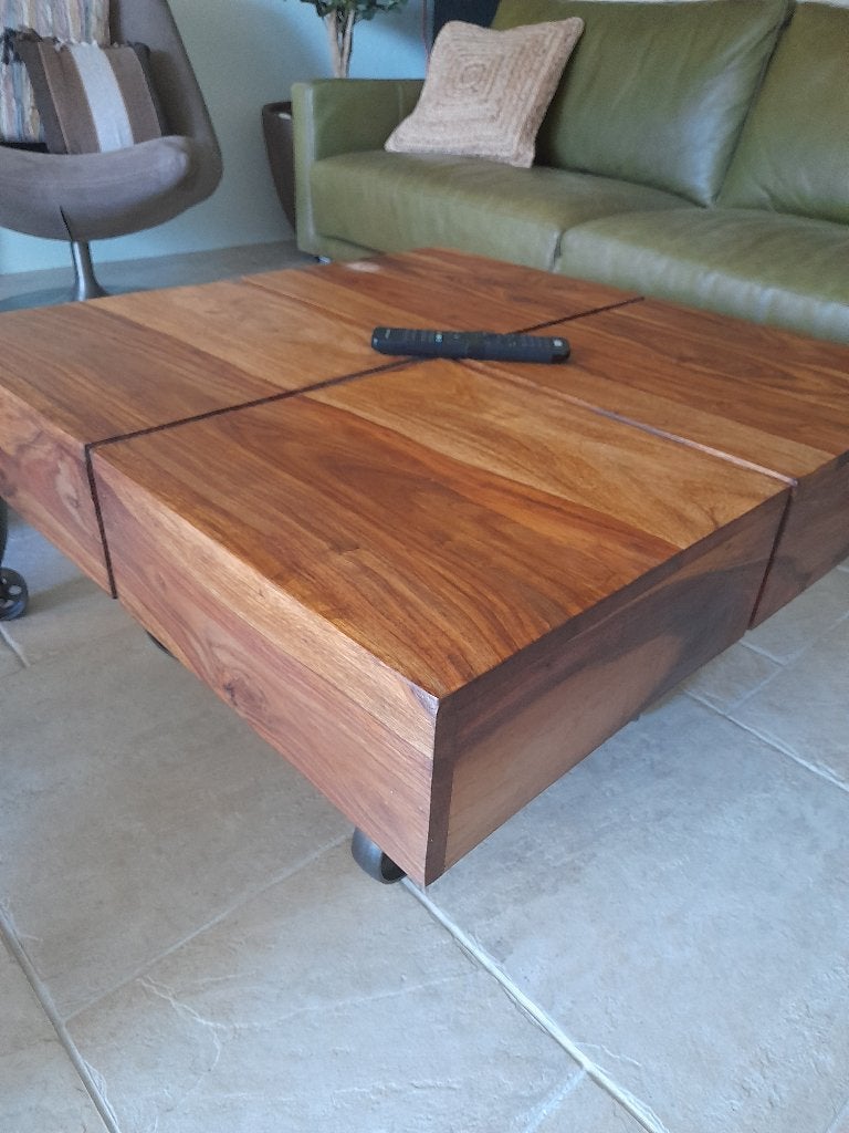SHEESHAM salontafel, 50 tot 100 cm, Vierkant, 50 tot 100 cm, Zo goed als nieuw