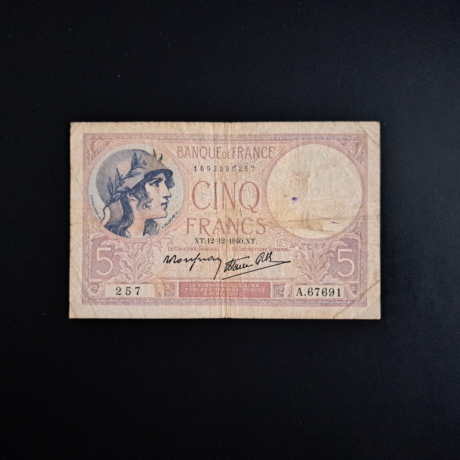 5 franc Frankrijk #068, Postzegels en Munten, Bankbiljetten | Europa | Niet-Eurobiljetten, Verzenden, Frankrijk, Los biljet