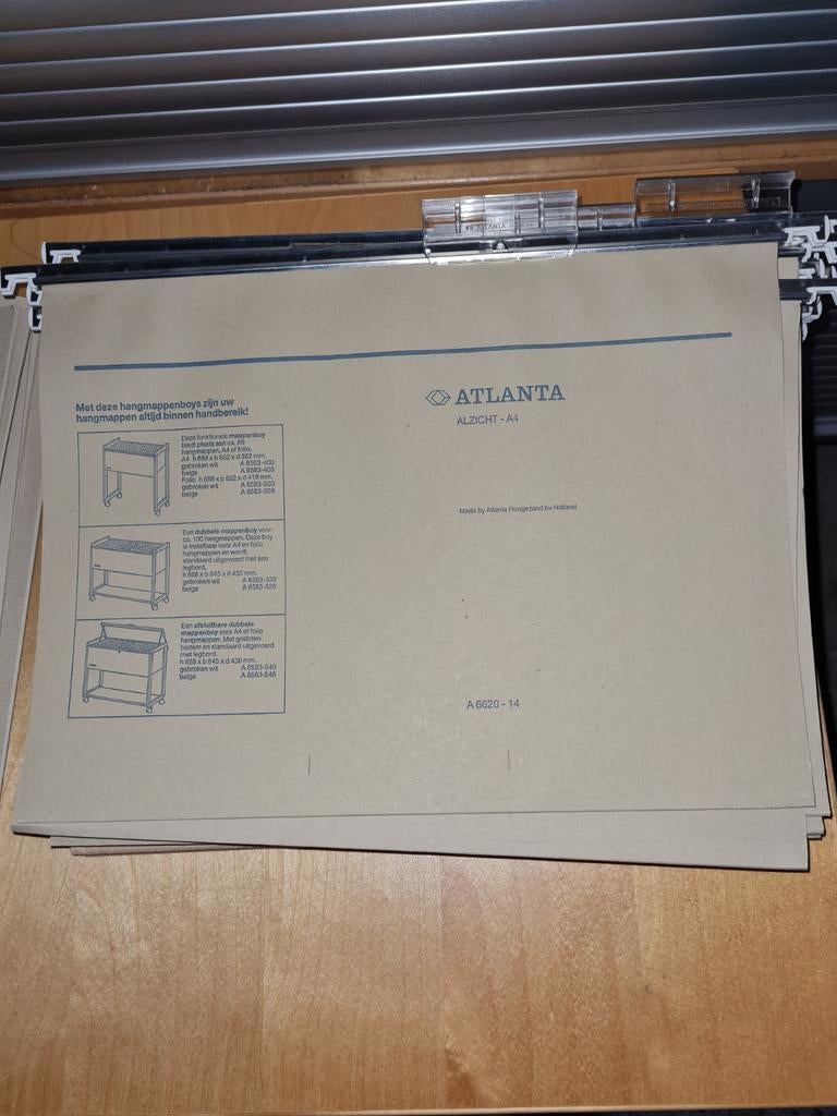 10 stuks Atlanta A4 hangmappen voor dossierkast/ladeblok, Minder dan 50 cm, Gebruikt, Ophalen of Verzenden, Minder dan 100 cm
