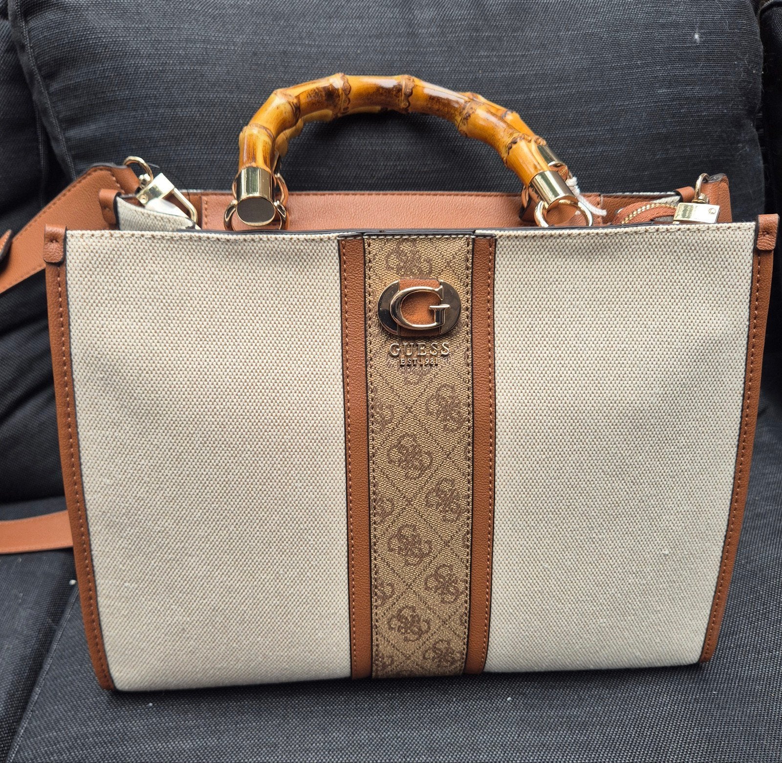 Te Koop nieuwe bruine Guess Kerima Bamboo shopper, Verzenden, Nieuw, Bruin, Shopper