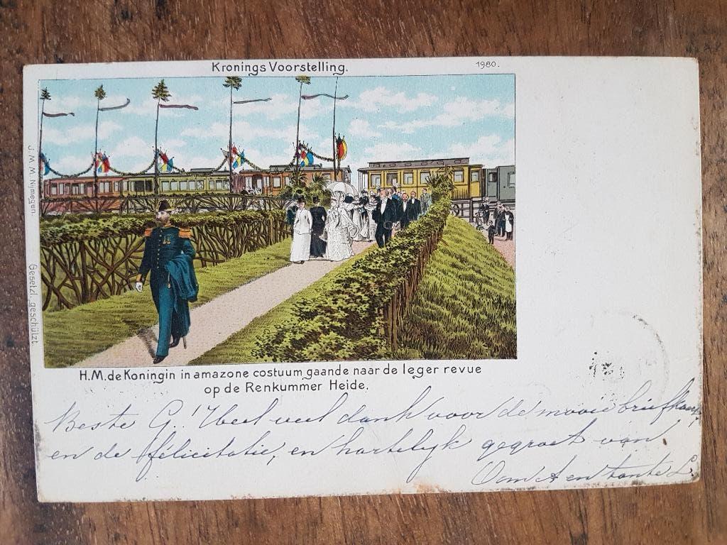 Ansichtkaart Kronings Voorstelling Koningin Renkummer Heide, Verzamelen, Ansichtkaarten | Nederland, Ophalen of Verzenden, Voor 1920