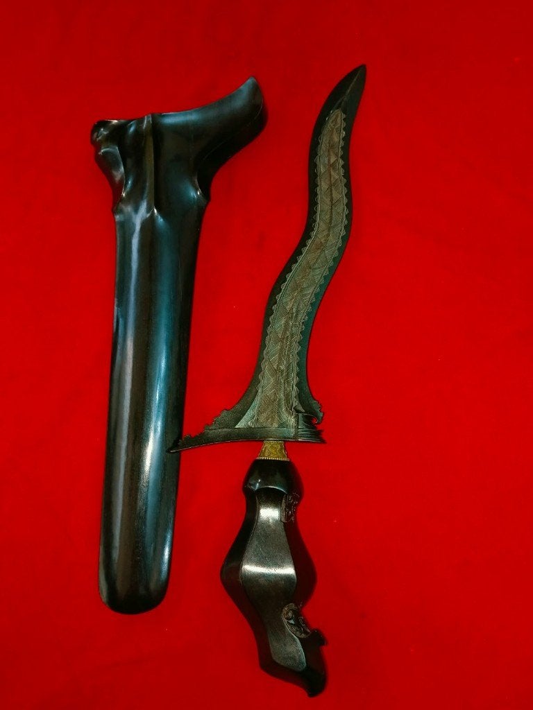 Zeldzame Antieke Keris Mayat 3 Luk Pamor Pantolan SVH94, Antiek en Kunst, Verzenden, Overige materialen, Indonesië, Meerkleurig
