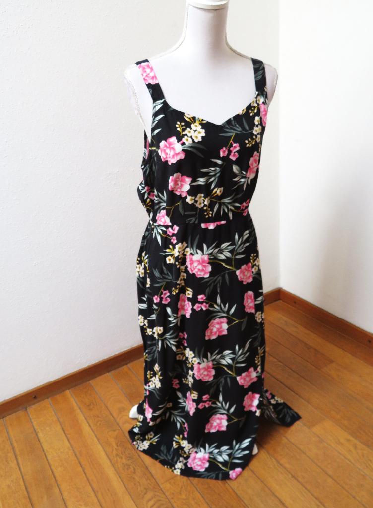 Z26 VERO MODA lange jurk zwart roze M 38/40, Kleding | Dames, Maat 38/40 (M), Vero Moda, Zwart, Ophalen of Verzenden