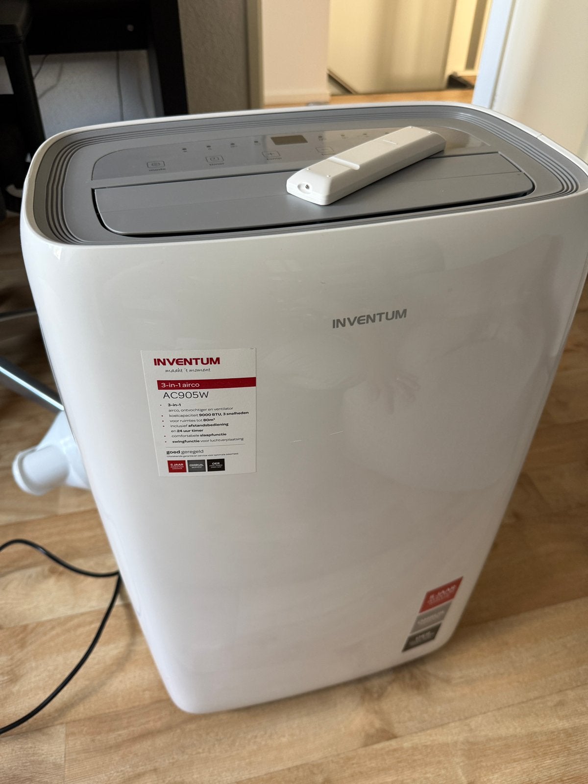 Mobiele airco Inventum AC905w, Ophalen, Gebruikt, Timer, 3 snelheden of meer