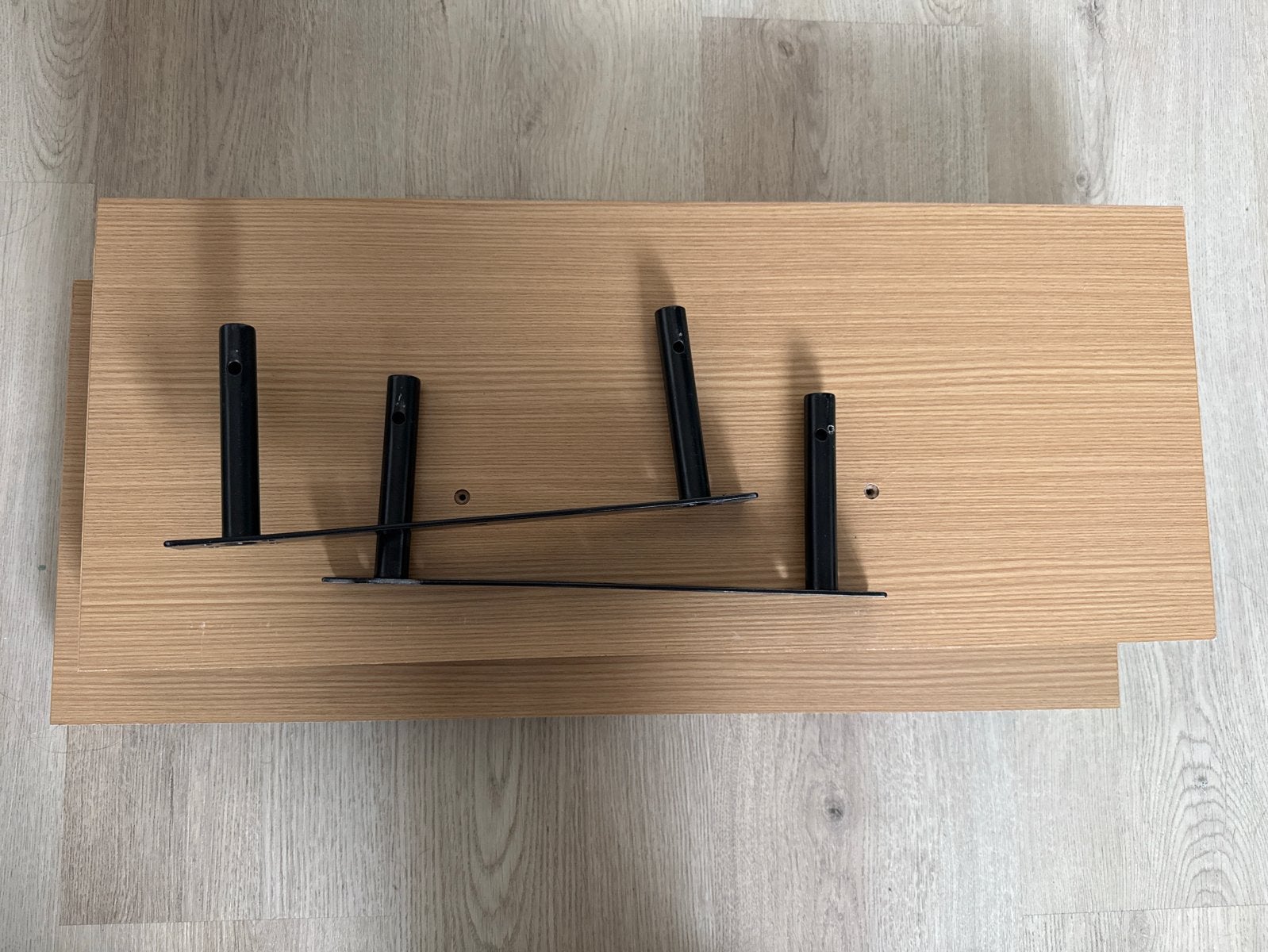 Houten planken met metalen beugels, Ophalen, Gebruikt