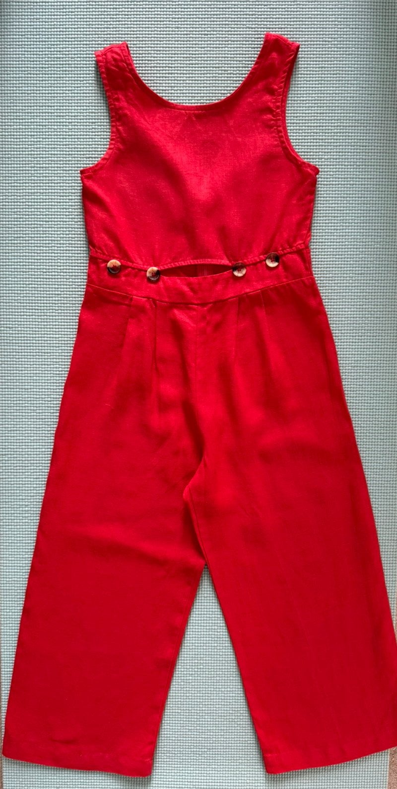 Rode jumpsuit Zara mt 140 100%linnen €10, Ophalen of Verzenden, Zo goed als nieuw, Meisje, Broek