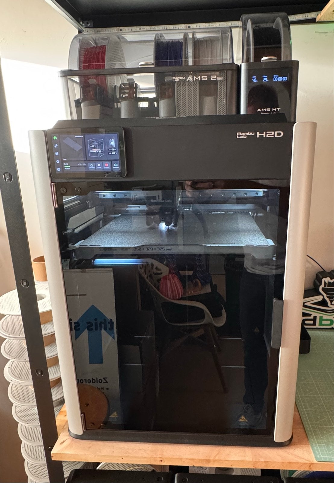 Bambu Lab H2D 3D-printer met AMS 2 pro en AMS HT, Ophalen, Ingebouwde Wi-Fi, Zo goed als nieuw, Filament