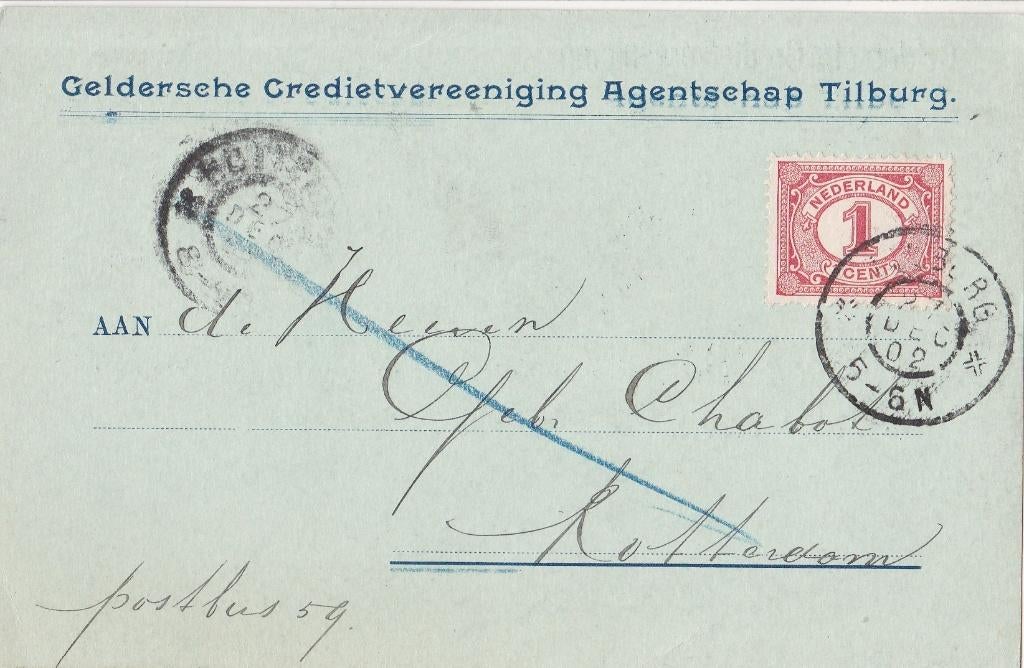 Briefkaart – Tilburg – Rotterdam – 1902, Verzenden, Overige typen