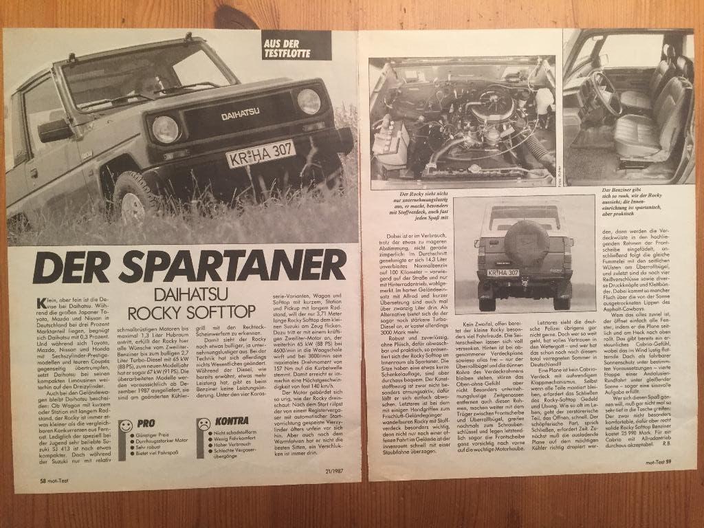 Test van Daihatsu Rocky Softtop, 1987, Ophalen of Verzenden, Gelezen, Overige merken