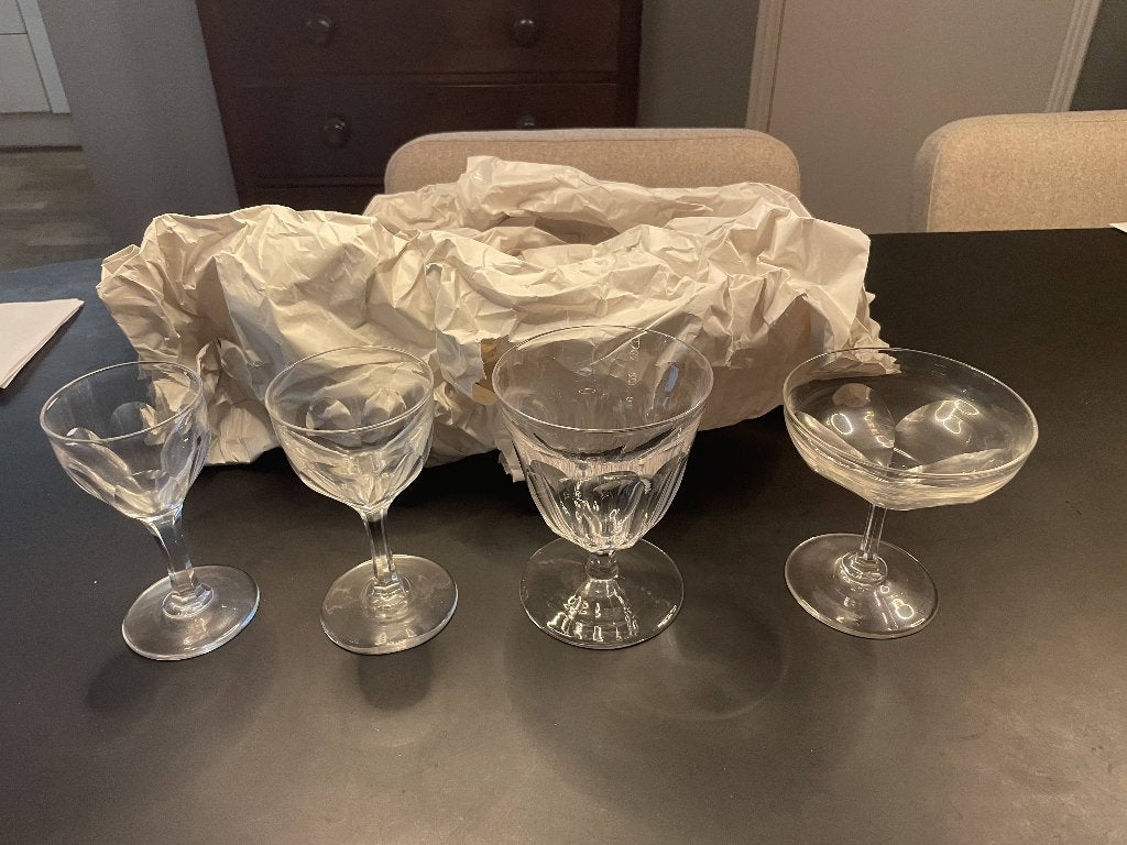 Art Deco Kristallen Glazen - Champagne, Wijn, Port, Likeur, Antiek en Kunst, Antiek | Glas en Kristal, Ophalen
