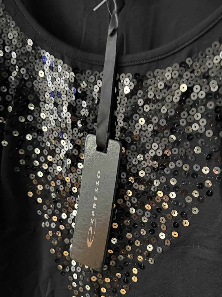 Nieuw Expresso Pico pailletten top L (=40) singlet sequins, Kleding | Dames, Maat 38/40 (M), Zwart, Nieuw, Zonder mouw