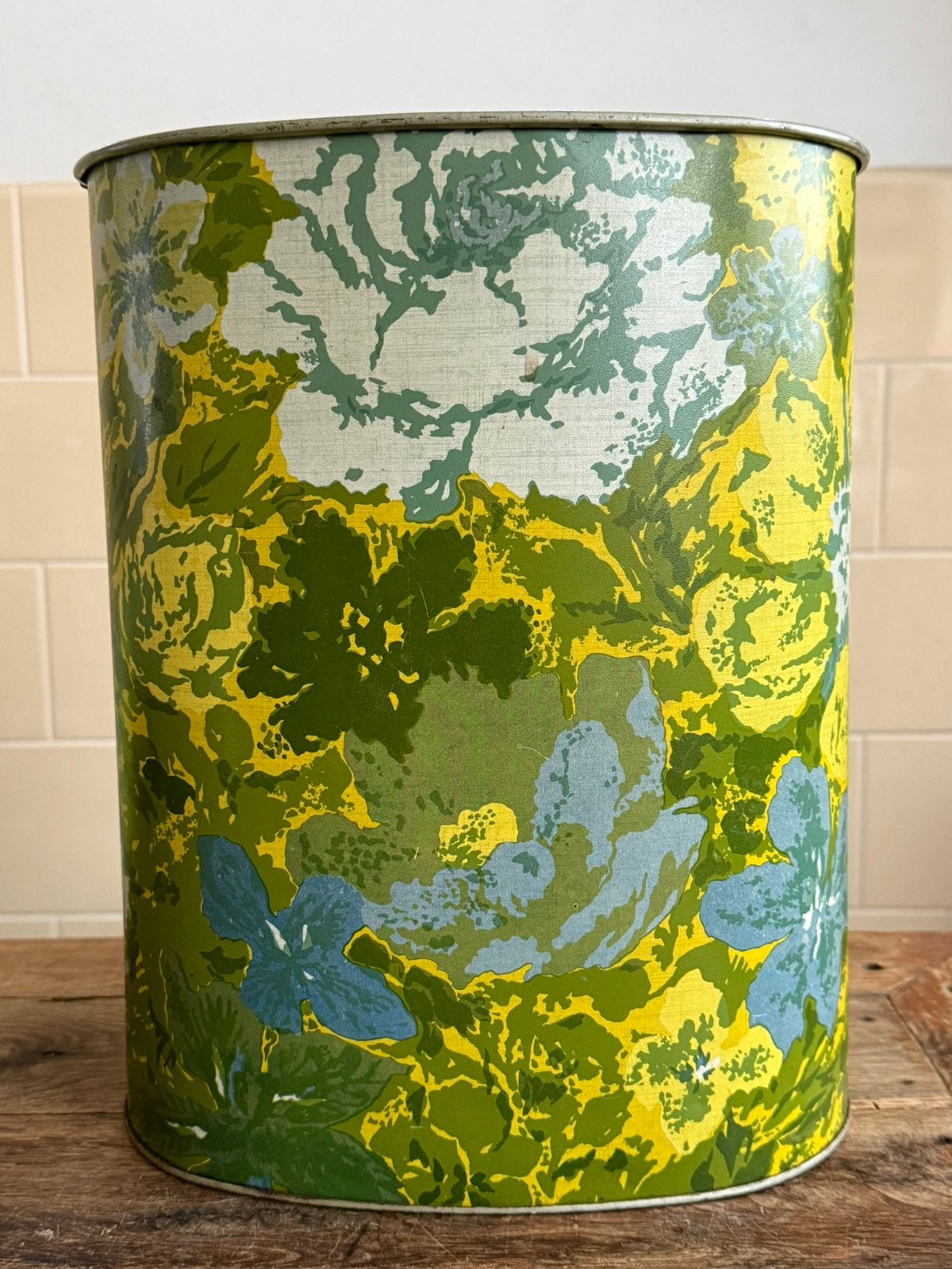 Trash Can Cheinco USA - jaren 70, Huis en Inrichting, Woonaccessoires | Prullenbakken, Gebruikt, Metaal, Minder dan 50 cm, 10 tot 20 liter
