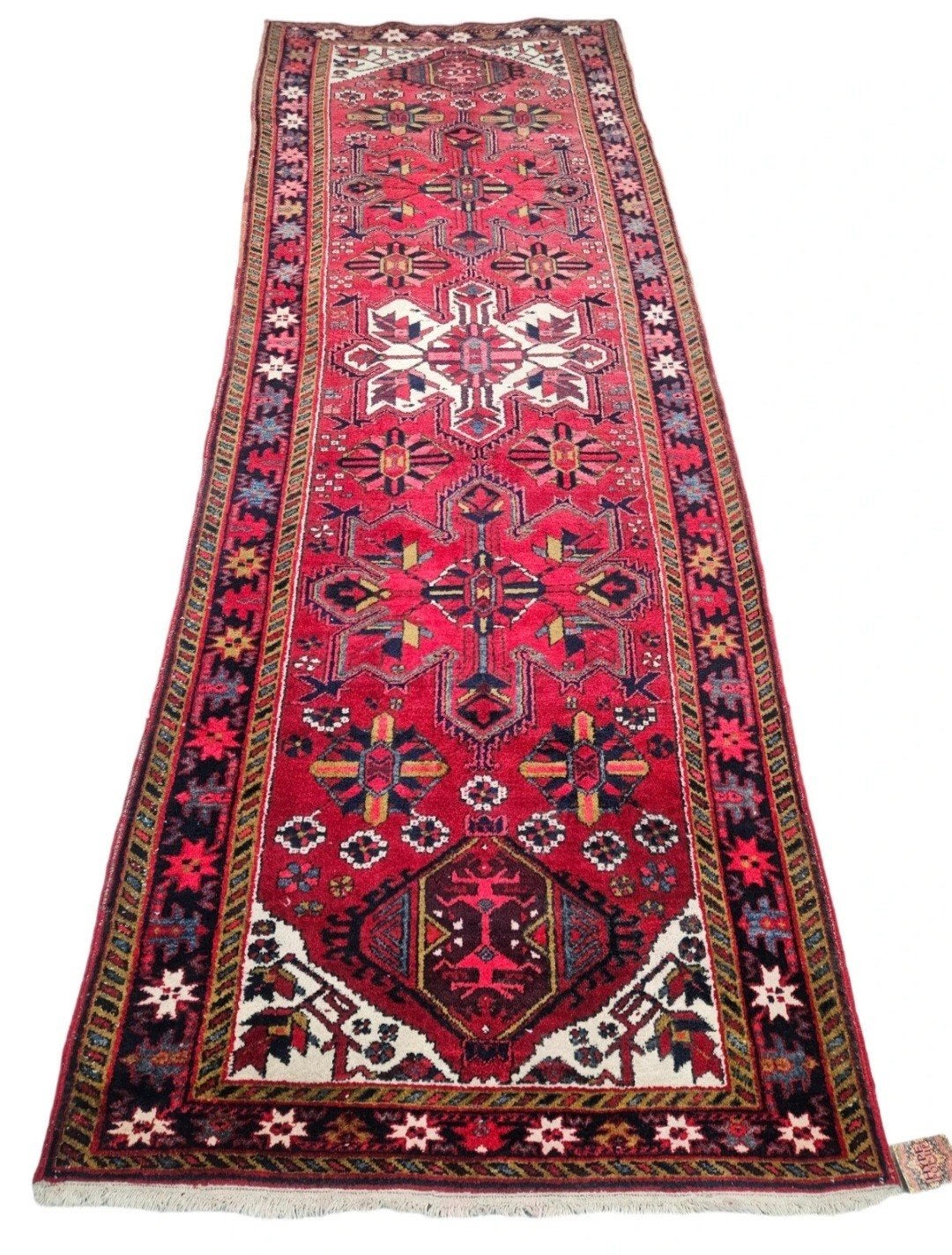 Handgeknoopt Perzisch wol Heriz tapijt loper 115x320cm