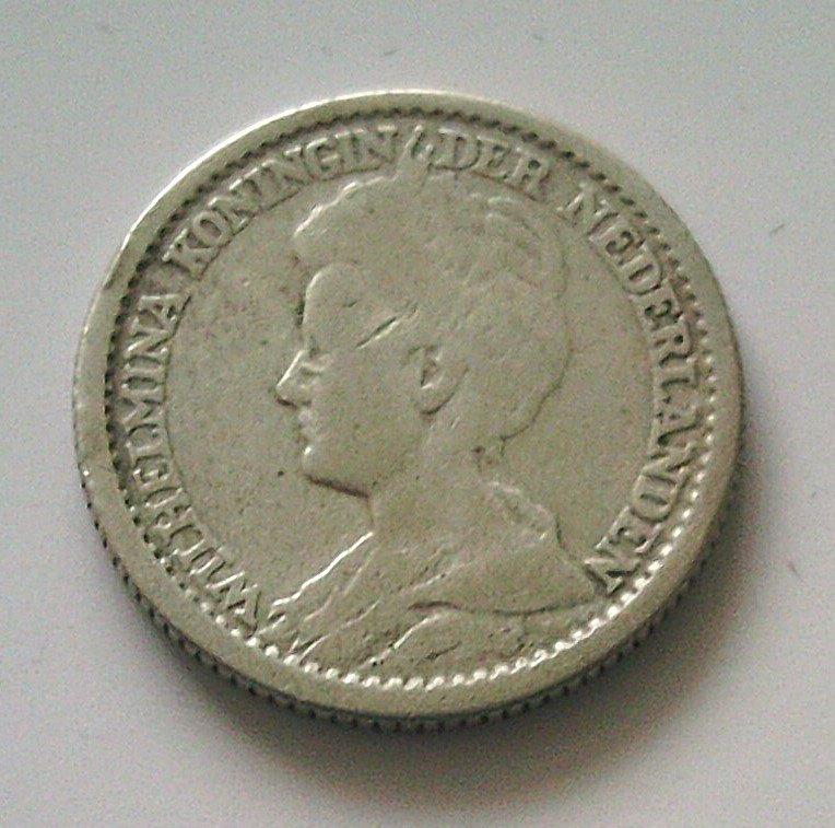 Nederland 25 cent 1915B., Postzegels en Munten, Munten | Nederland, Verzenden, Zilver, 25 cent, Koningin Wilhelmina