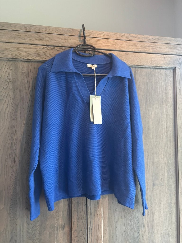 Nieuwe blauwe trui met kraag - One size, Kleding | Dames, Truien en Vesten, Blauw, J&L Paris, Maat 42/44 (L), Nieuw