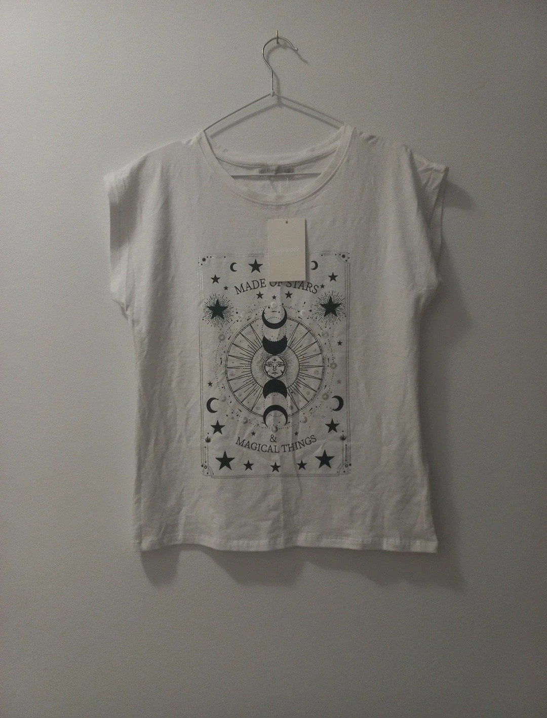 Nieuw dames T-shirt met kaartjes, Wit, Nieuw, Ophalen, Maat 38/40 (M)
