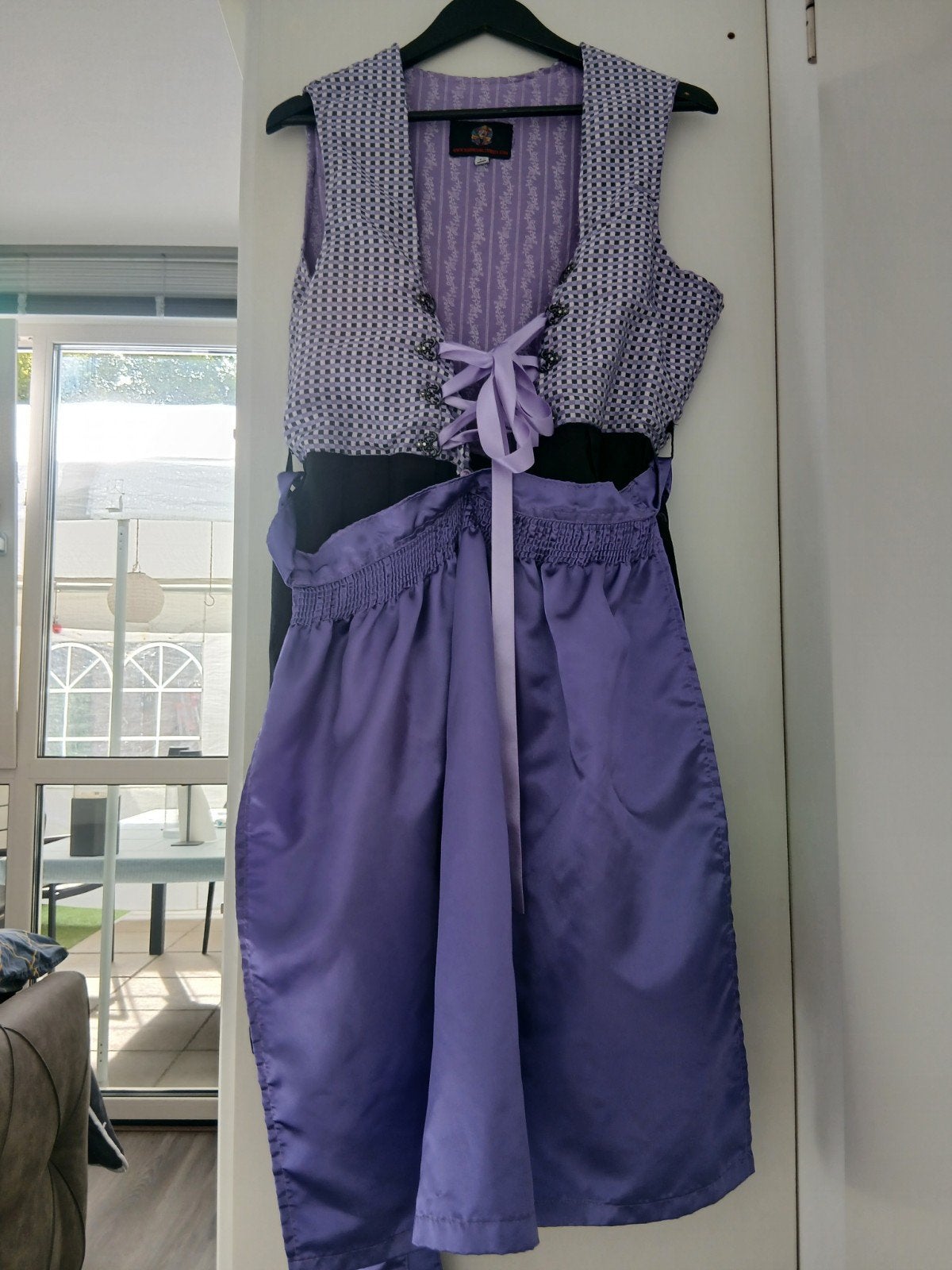 Paarse Dirndl Jurk - Traditionele Oktoberfest Kleding, Ophalen, Paars, Maat 46/48 (XL) of groter, Onder de knie