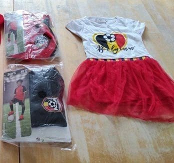 voetbal tenue België, maat 134, 158 en maat 86, zie tekst, Maat XS of kleiner, Ophalen of Verzenden, Zo goed als nieuw, Set