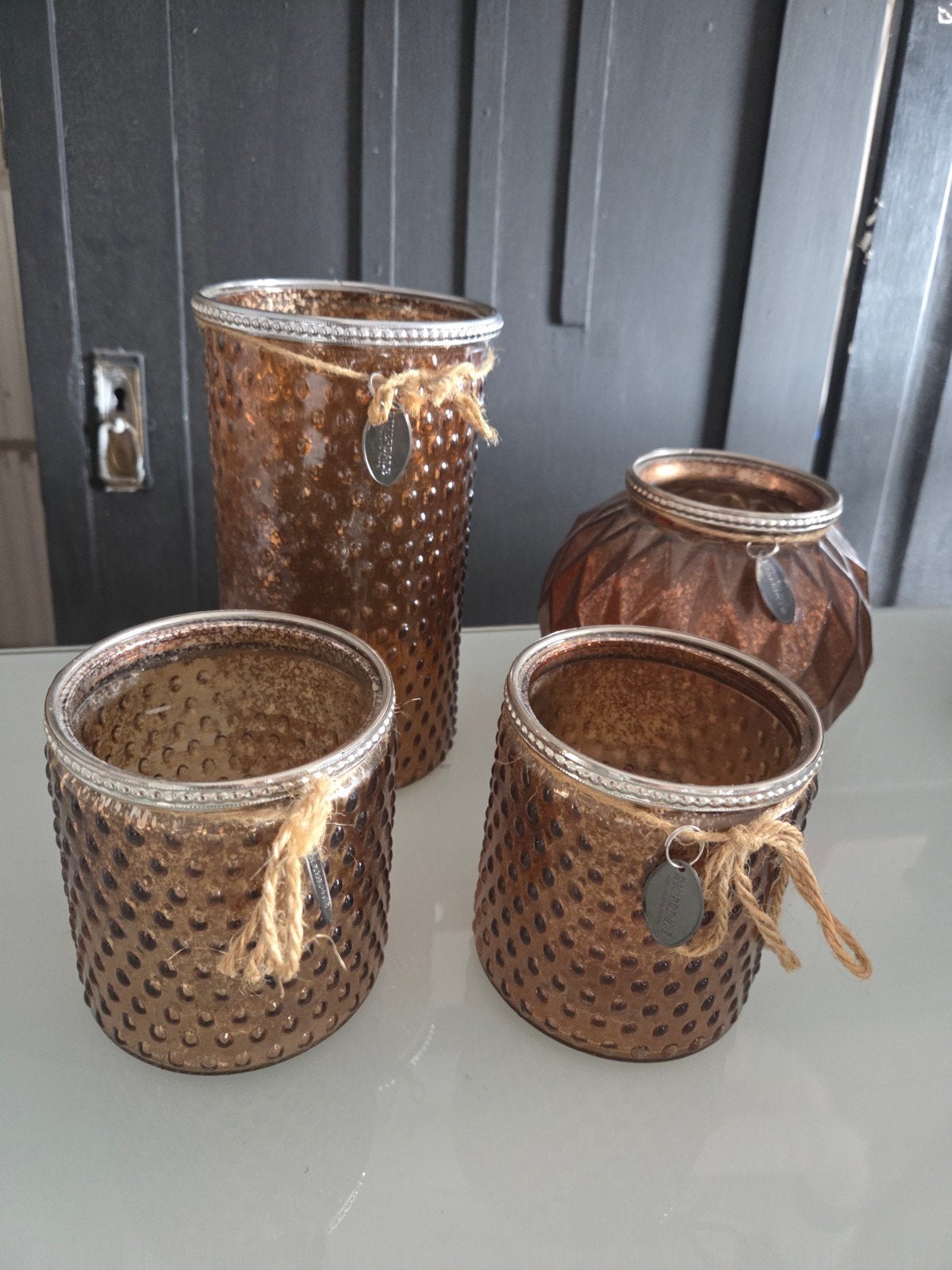 Riverdale theelichthouders/vazen set van 4, Ophalen, Zo goed als nieuw, Modern, Glas