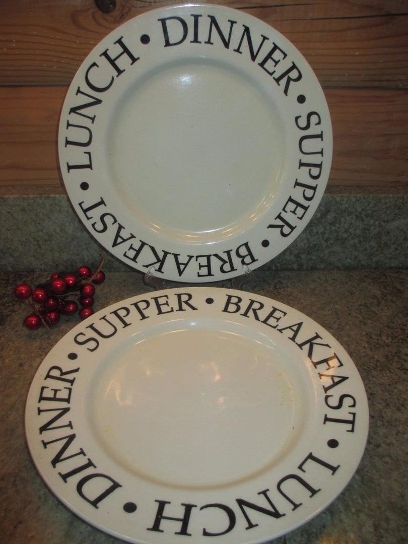 4 'Meal Time' borden set - Nieuw!'4 stuks, Huis en Inrichting, Ophalen, Nieuw, Bord(en)