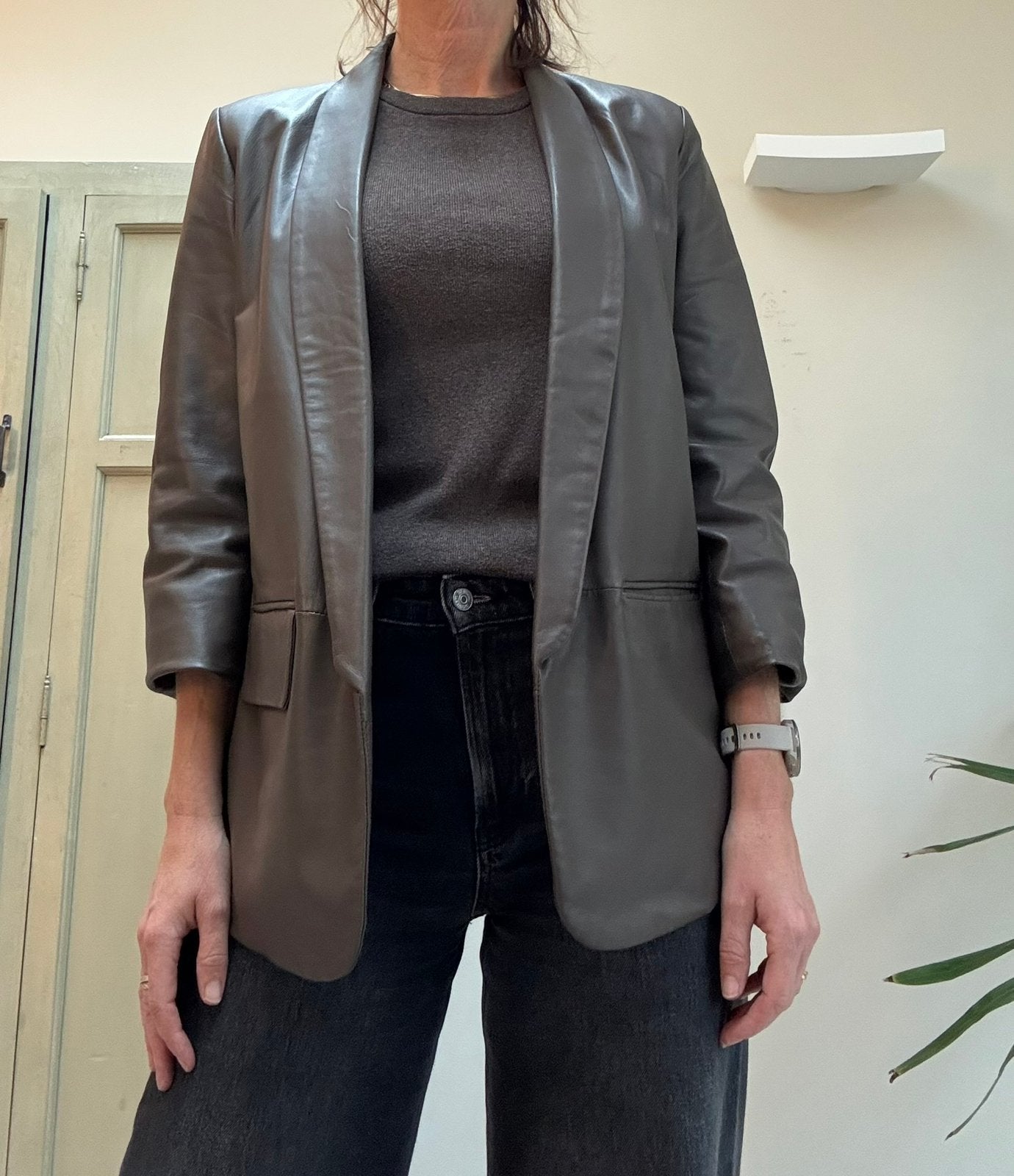 EST’SEVEN leren blazer mt M met top | 100% leer | taupe, Kleding | Dames, Maat 38/40 (M), Bruin, Ophalen of Verzenden, Zo goed als nieuw