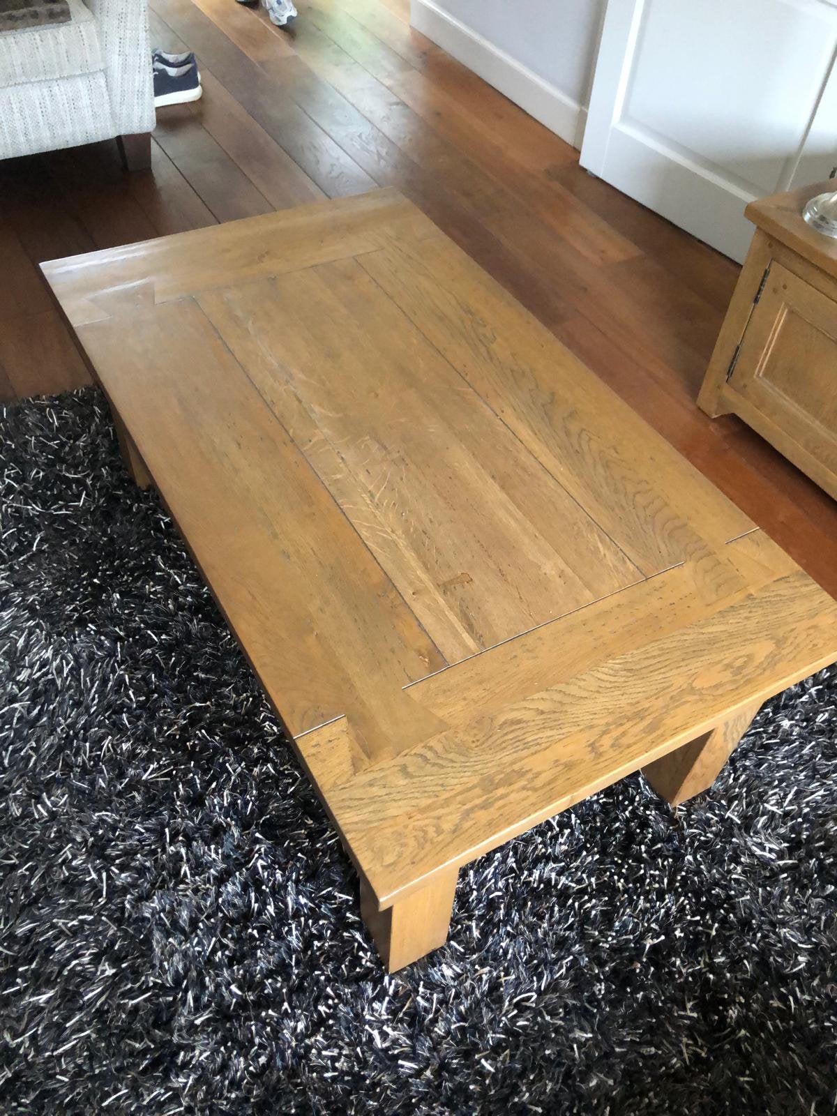 Salontafel massief toscaans eiken, Ophalen, Rechthoekig, 100 tot 150 cm, 50 tot 100 cm