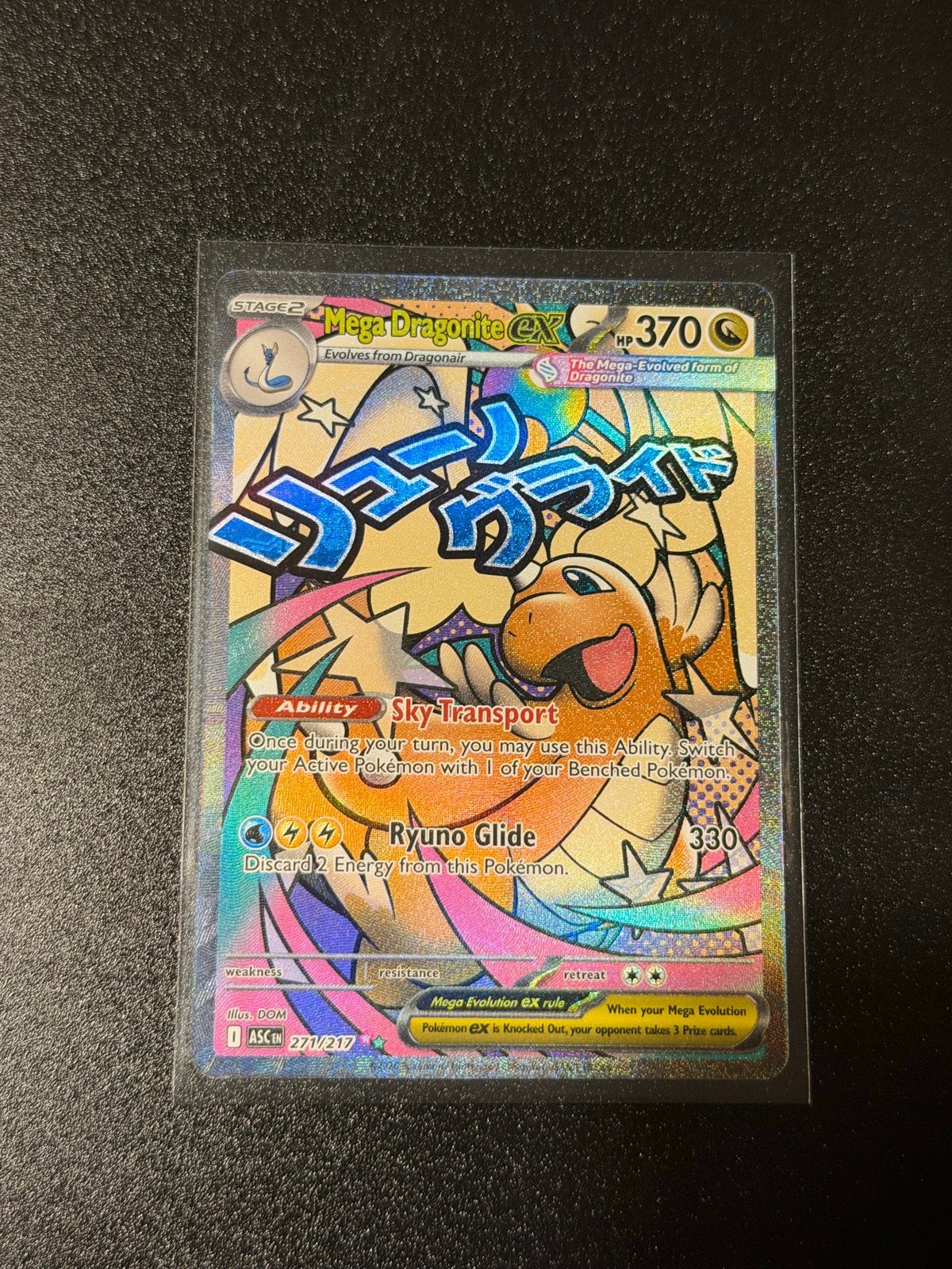 Mega Dragonite EX Pokémon Kaart Ascended Heroes, Ophalen of Verzenden, Zo goed als nieuw, Losse kaart, Foil