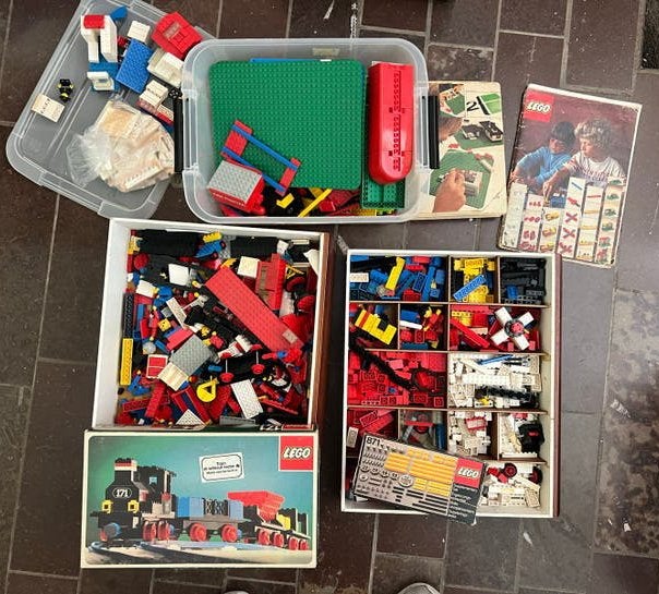 Vintage LEGO 910 en 171 sets met veel losse stenen, Gebruikt, Overige thema's, Lego, Ophalen of Verzenden