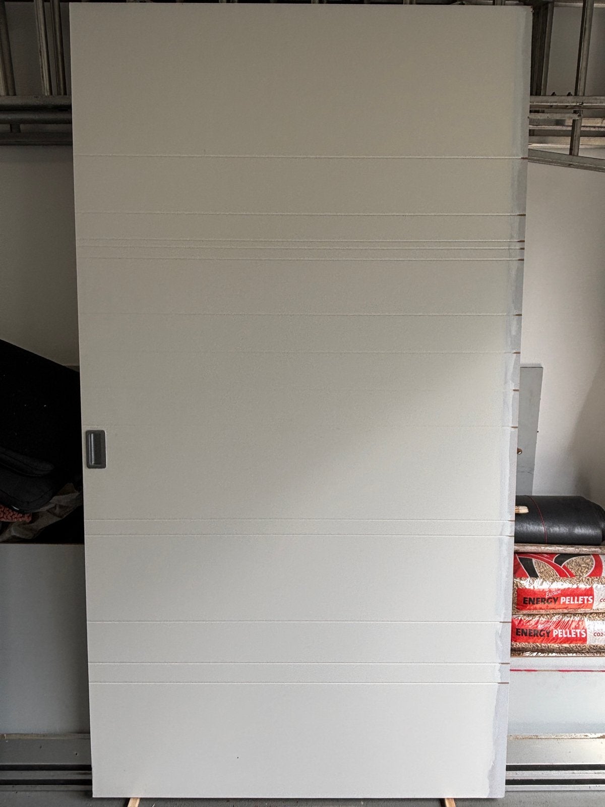 Witte schuifdeur met handgreep, Ophalen, Gebruikt, Binnendeur, Schuifdeur