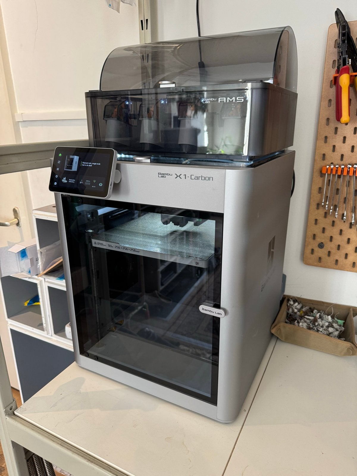 Bambu Lab X1-Carbon 3D-printer met AMS, Ingebouwde Wi-Fi, Ophalen of Verzenden, Zo goed als nieuw, Filament
