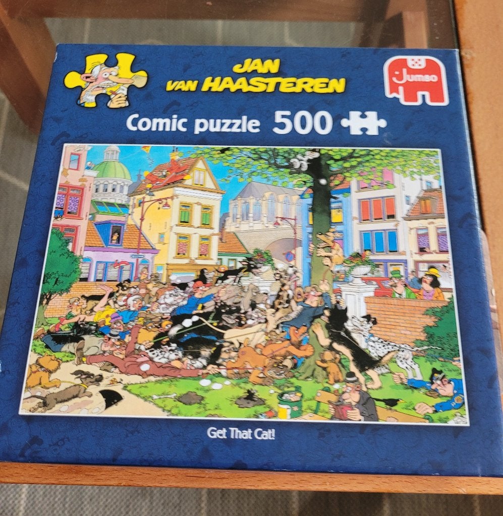Jan van Haasteren legpuzzel 500 stukjes Get That Cat!, Ophalen of Verzenden, 500 t/m 1500 stukjes, Zo goed als nieuw, Legpuzzel