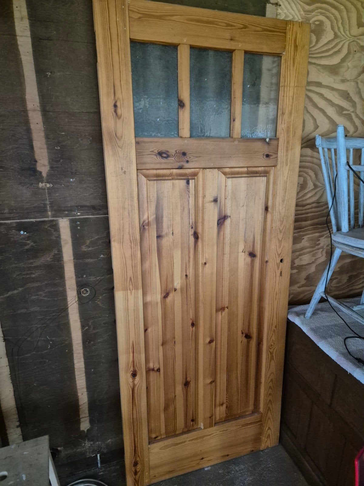 Massieve houten binnendeur met glaspanelen, Ophalen, Gebruikt, 80 tot 100 cm, Binnendeur