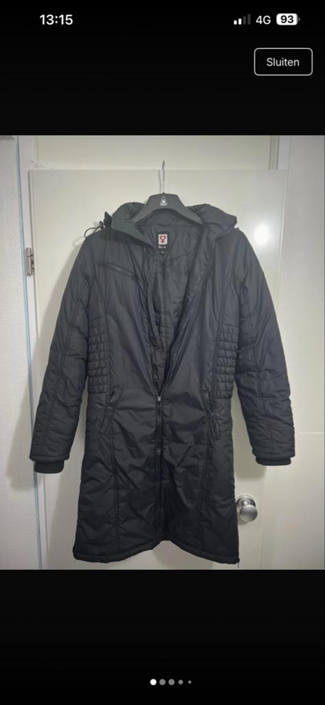 Zwarte gewatteerde jas met capuchon - Cool Cat, Kleding | Dames, Ophalen of Verzenden, Zo goed als nieuw, Maat 38/40 (M), Zwart