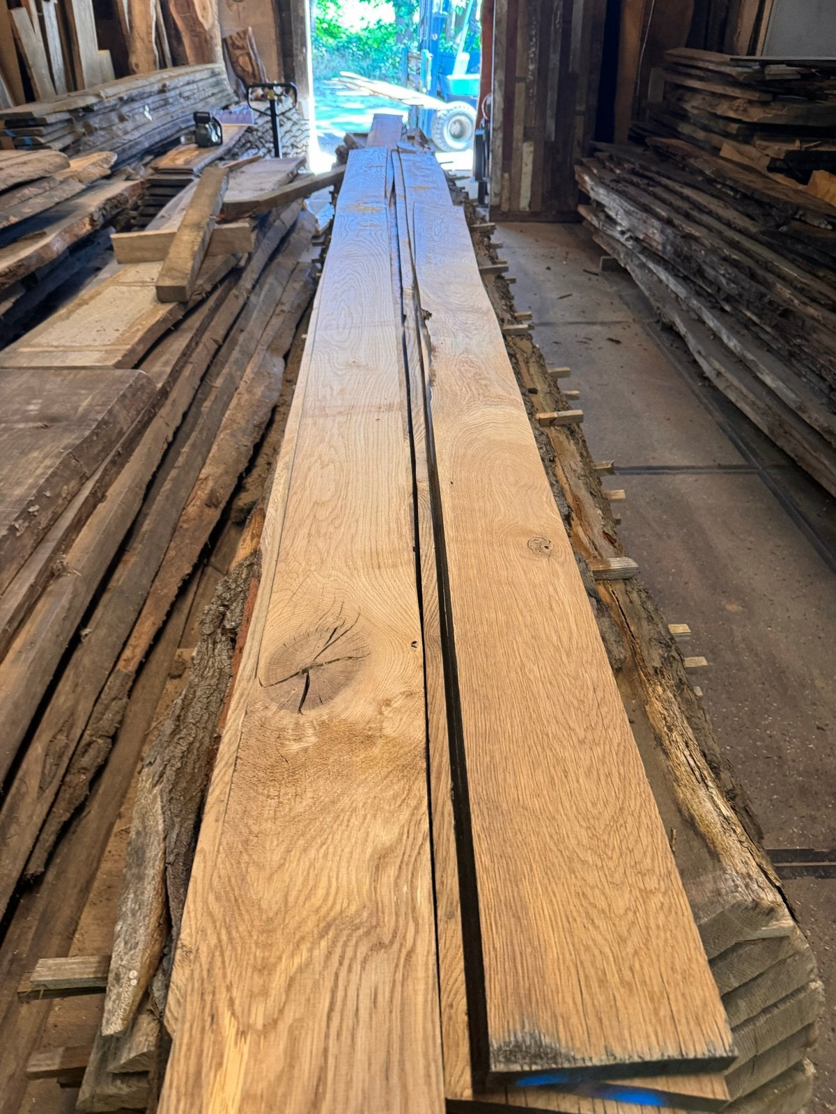 Eiken planken, gedroogd, C-kwaliteit, geschaafd, Doe-het-zelf en Verbouw, Hout en Planken, Ophalen, Gebruikt, 25 tot 50 mm, Eiken