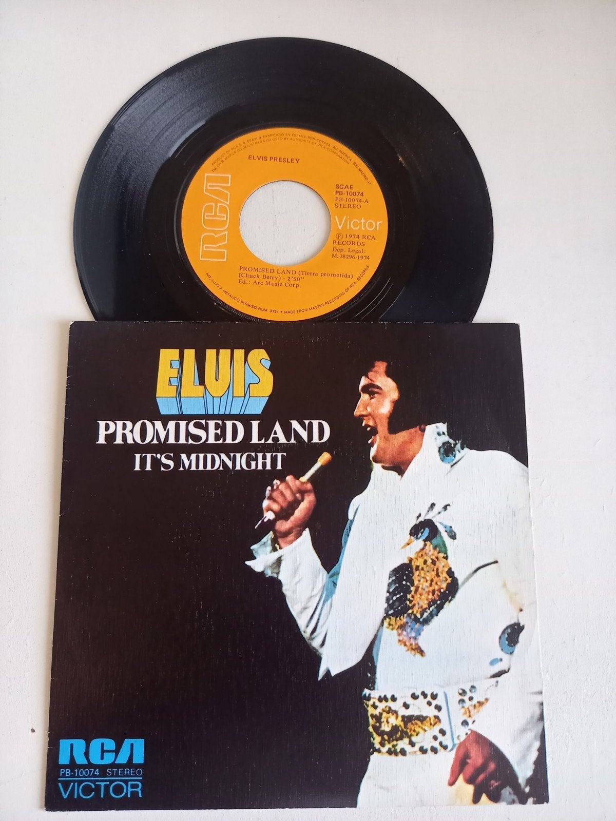 Elvis Presley - Promised Land / It's Midnight (7 inch), Gebruikt, 7 inch, Ophalen of Verzenden, EP