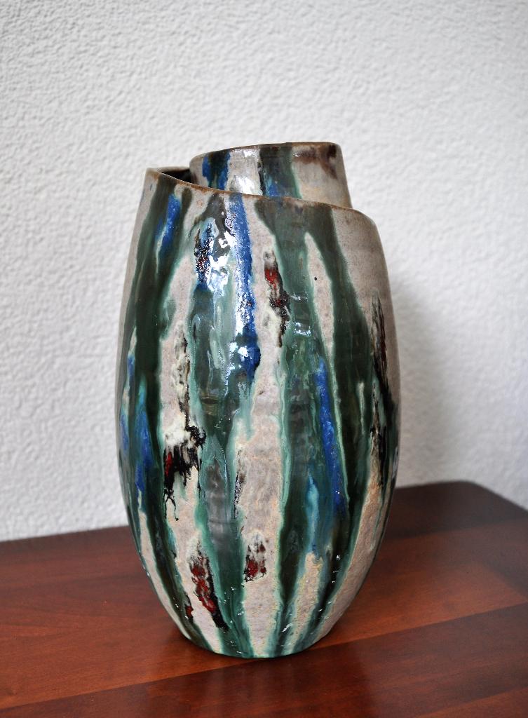 Aparte Vintage Design Vaas met Glazuur 21,5 cm OPHALEN, Antiek en Kunst, Antiek | Vazen, Ophalen