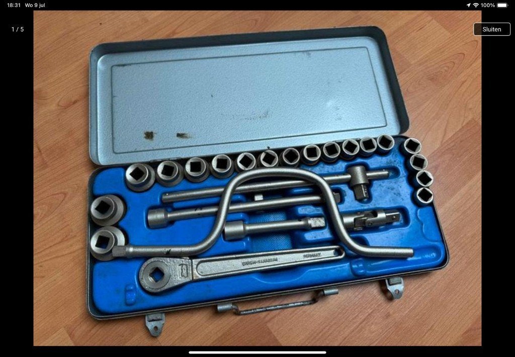 Doppenset in metalen kist | IZGS, Doe-het-zelf en Verbouw, Gereedschap | Handgereedschap, Ophalen, Gebruikt