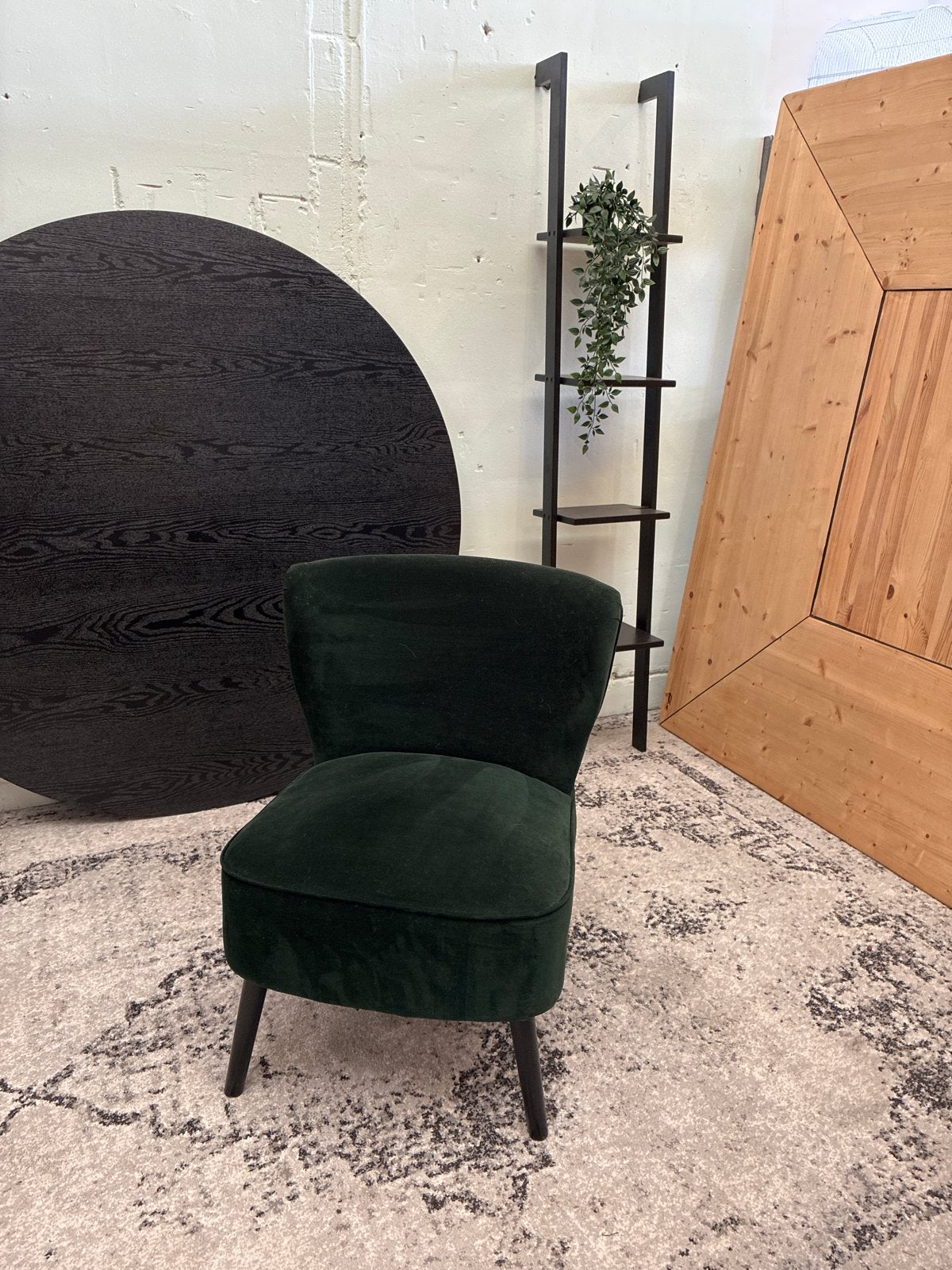 Donkergroene fluwelen fauteuil - Zo goed als nieuw, Overige kleuren, Geen, Ophalen of Verzenden, Zo goed als nieuw