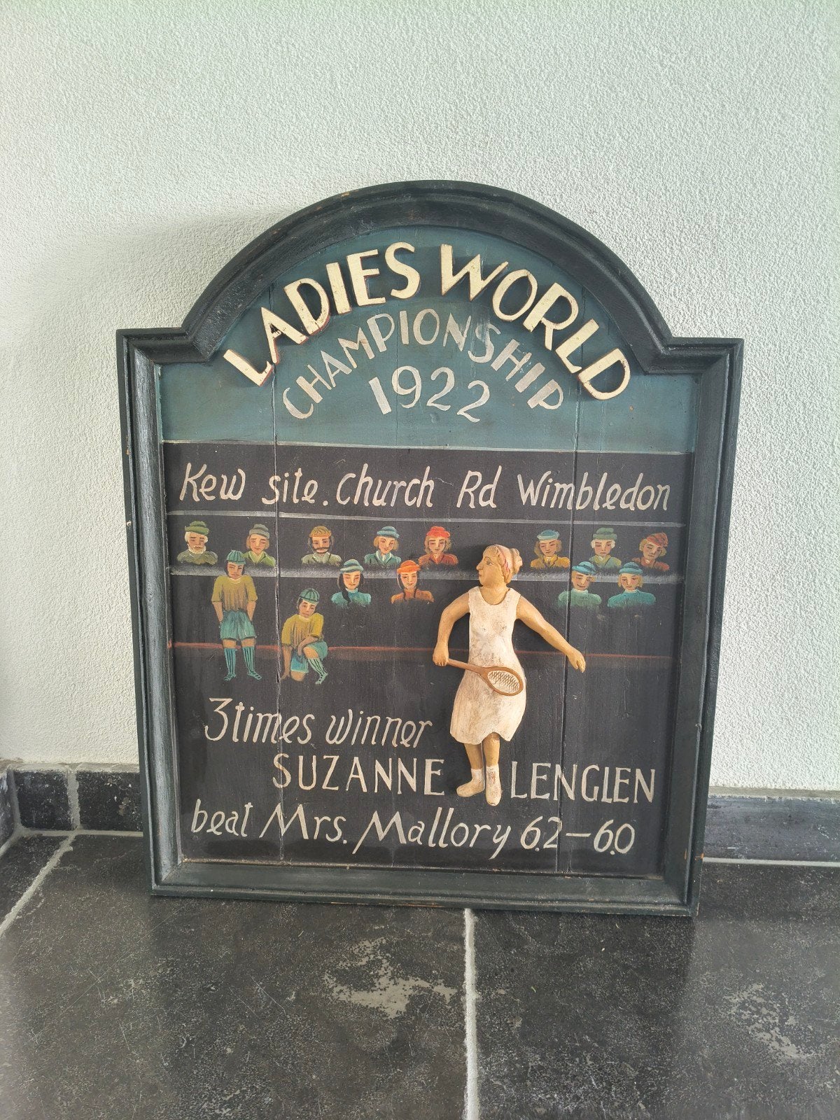 Vintage Wimbledon houten schilderij  Ladies World Championsh, Ophalen