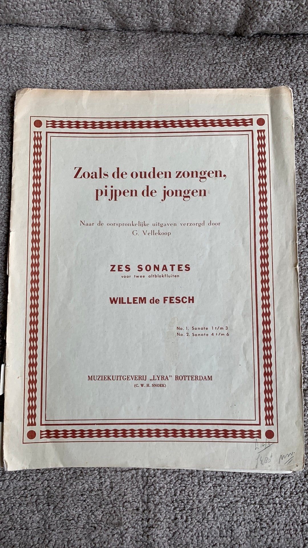 Willem de Fesch zoals de ouden zongen, pijpen de jongen, Gebruikt, Klassiek, Ophalen of Verzenden, Blokfluit